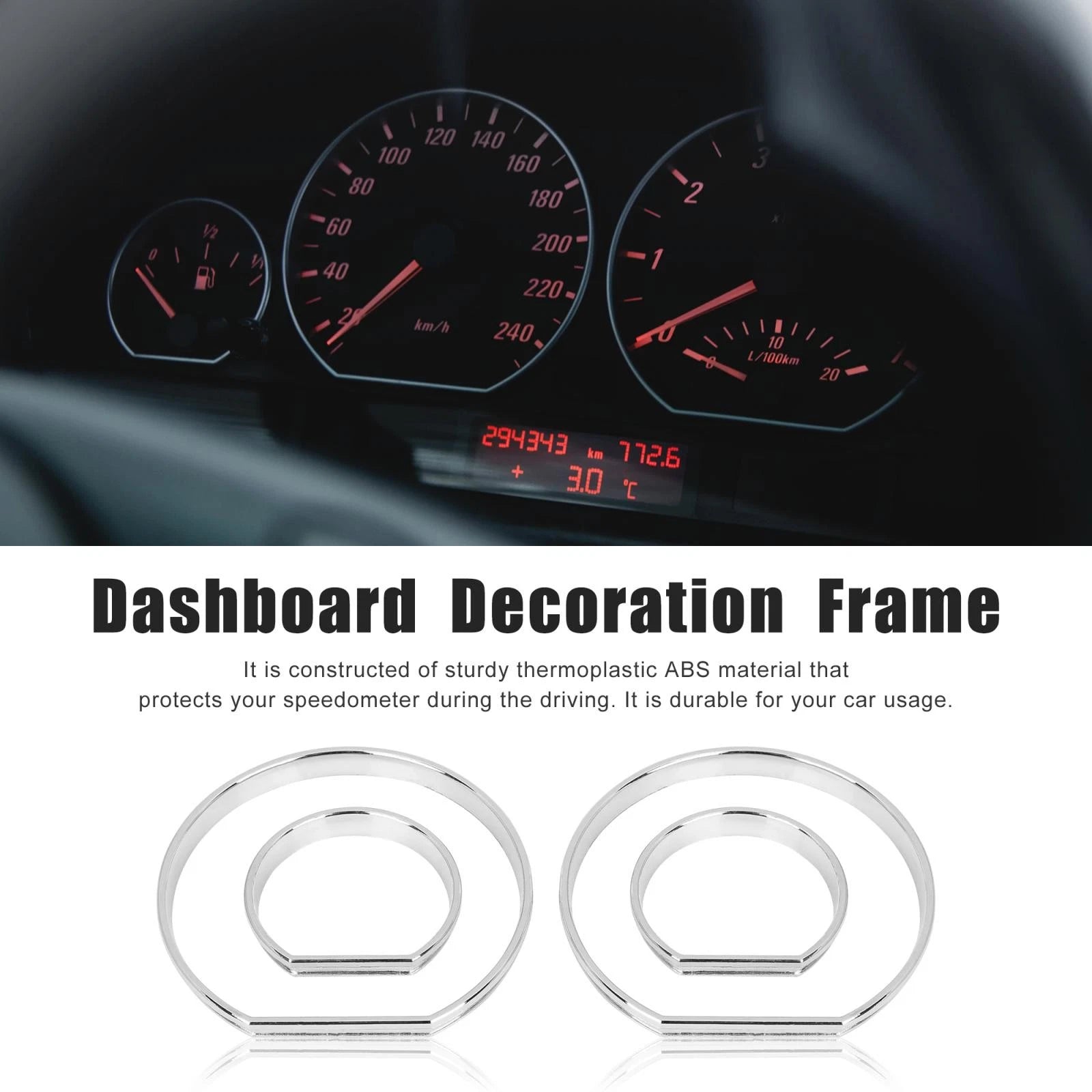 Chrome Speedometer Gauge Dial Rings Trim Kit for BMW E46 M3 (2001–2006)