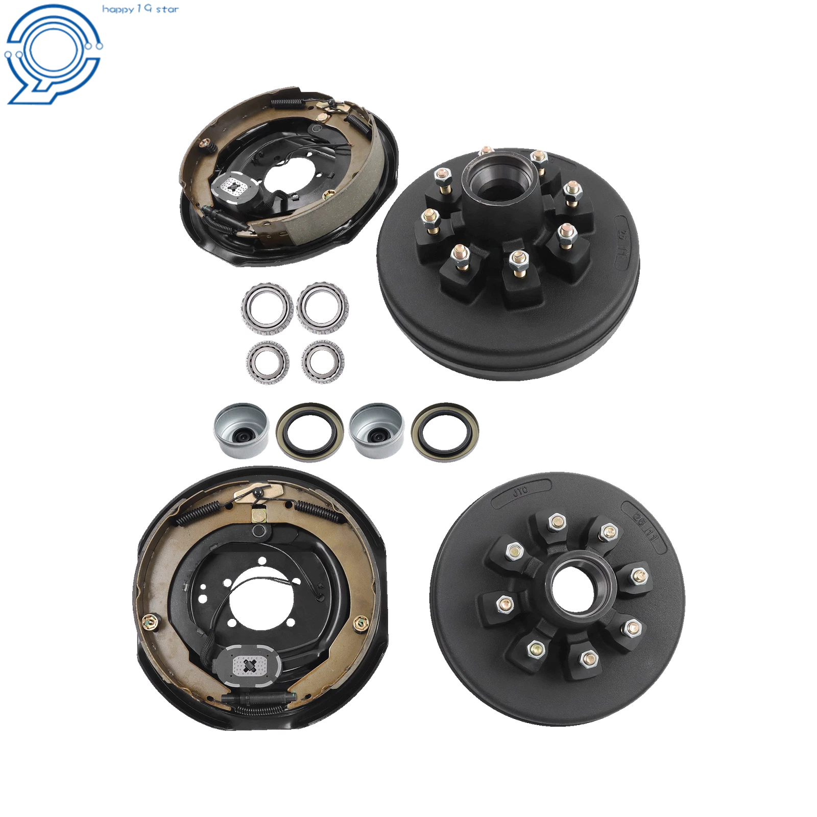 Set of 2 Trailer Hub Drum Kits for 7000lb Axle 12"x2" Electric Brakes
