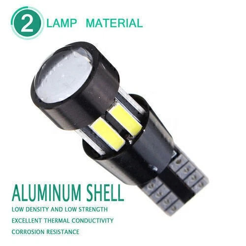 T10 White LED Bulb 194 10-SMD W5W for Car Side Light (DC 12V) 1pc