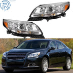 Headlight Assembly Pair for Chevrolet Malibu (2013–2015) Halogen Clear