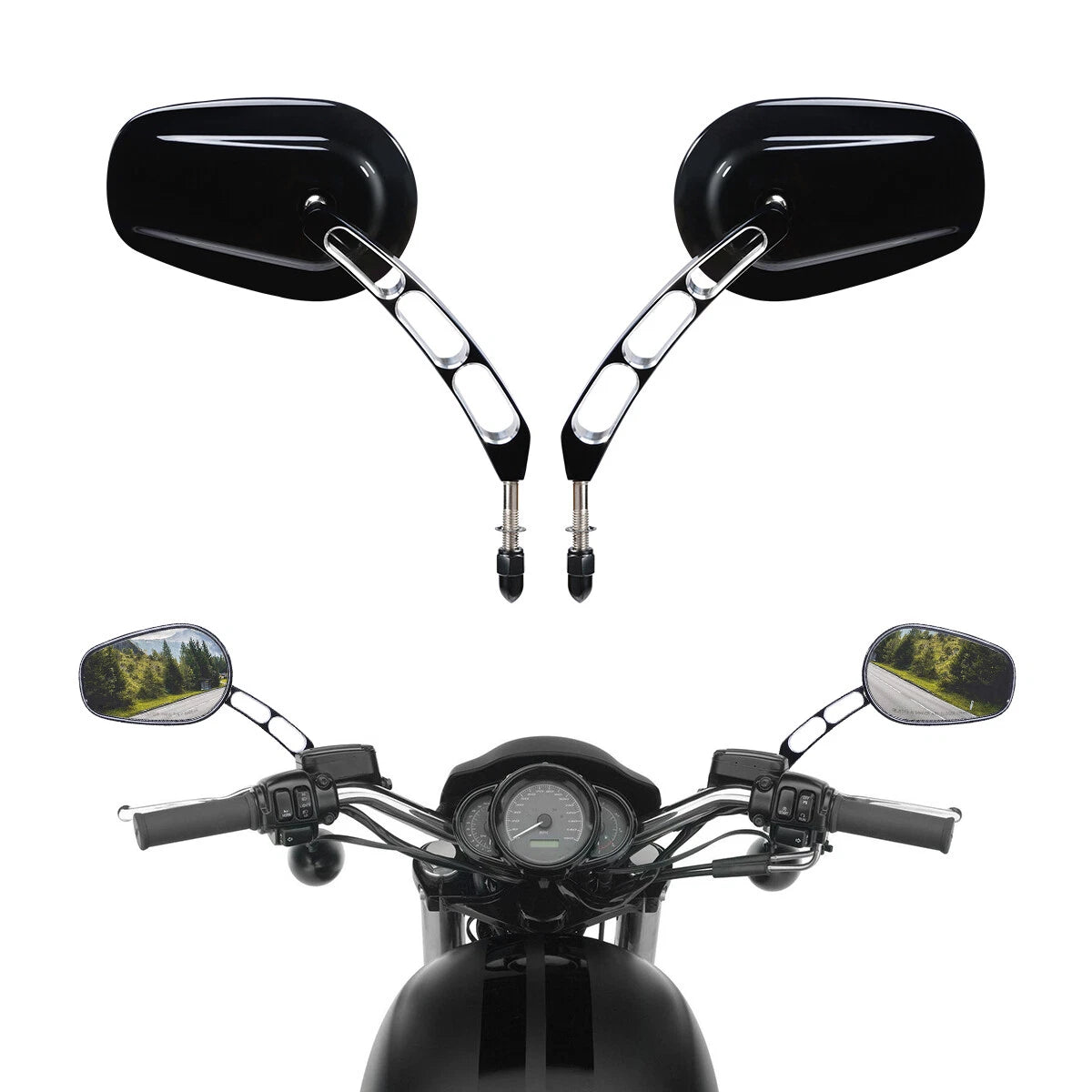 Set of 2 Black Rearview Mirrors for Harley Street 500 750 (2015–2020)