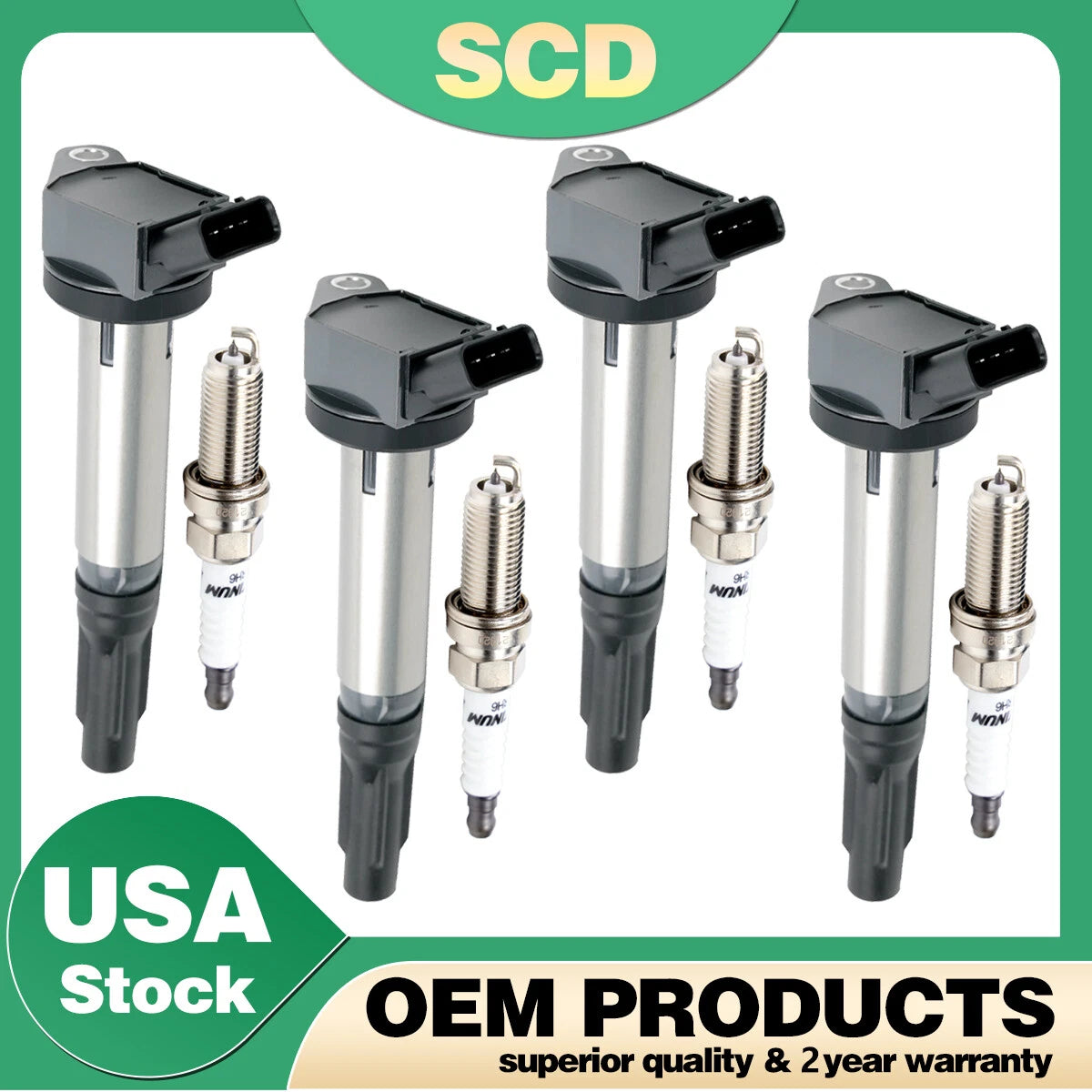 Set of 4 Ignition Coils & Spark Plugs for Toyota Avalon Camry Sienna (2005–2018) UF487