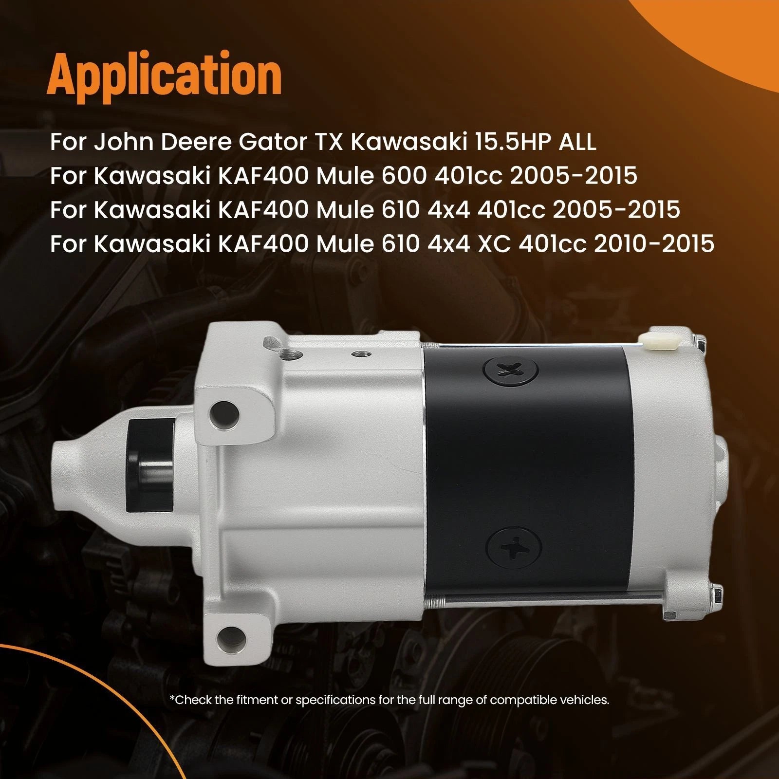 Starter Motor for Kawasaki KAF400 Mule 600 610 (21163-7028, AM134946) 12V 9 Teeth