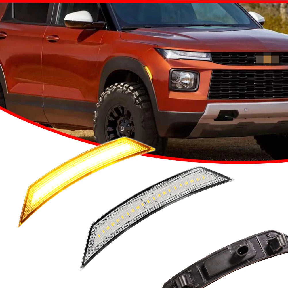 2X Clear Lens Amber LED Front Side Marker Lights for Chevy Trailblazer (2021–2025)
