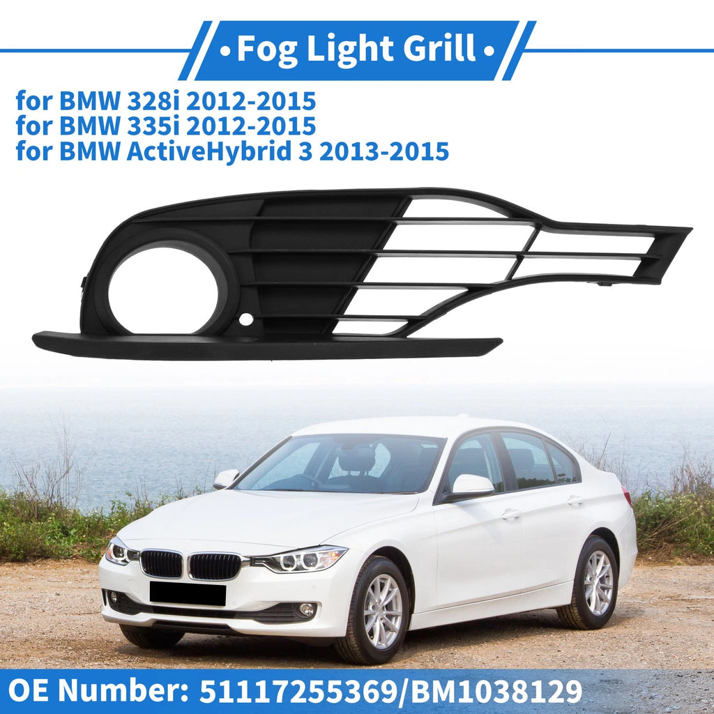 Fog Light Grill No. 51117255369/BM1038129 for BMW 328i (2012–2015) Black ABS