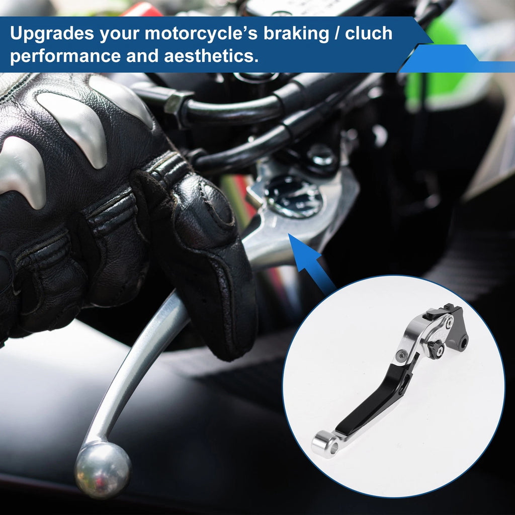 Adjustable Short Brake Clutch Levers for Suzuki GSXR150 (2017–2020) Silver Tone