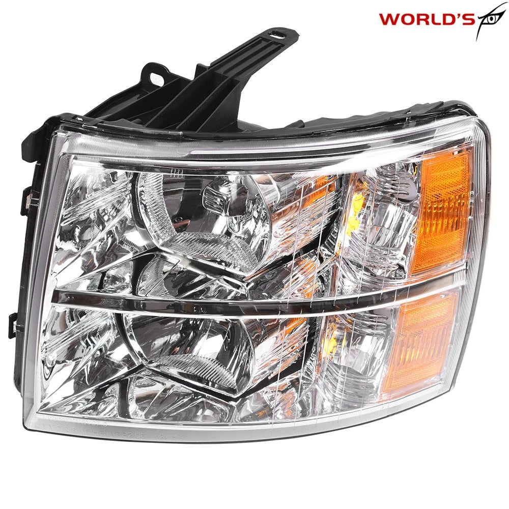 Chrome Housing Headlight Pair for Chevy Silverado 1500 2500HD 3500HD