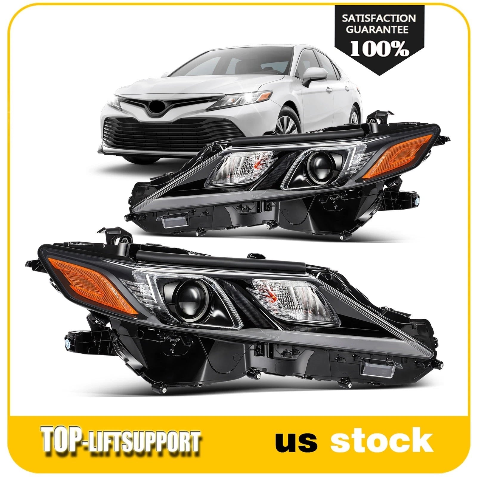 2Pcs Full LED Headlight with Bulbs for Toyota Camry (2018–2024)