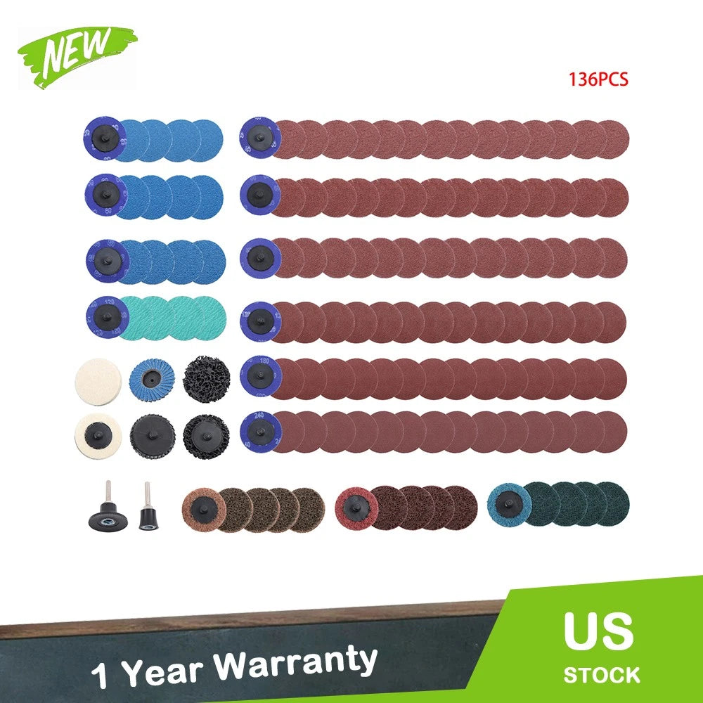 2X Sanding Discs Set for Die Grinder (2 Inch, 1/4 Inch Holder)