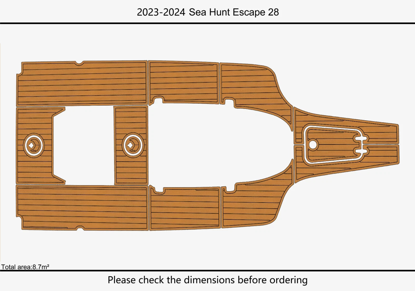 EVA Foam Teak Deck Flooring Mat for Sea Hunt 28 Escape (2023)