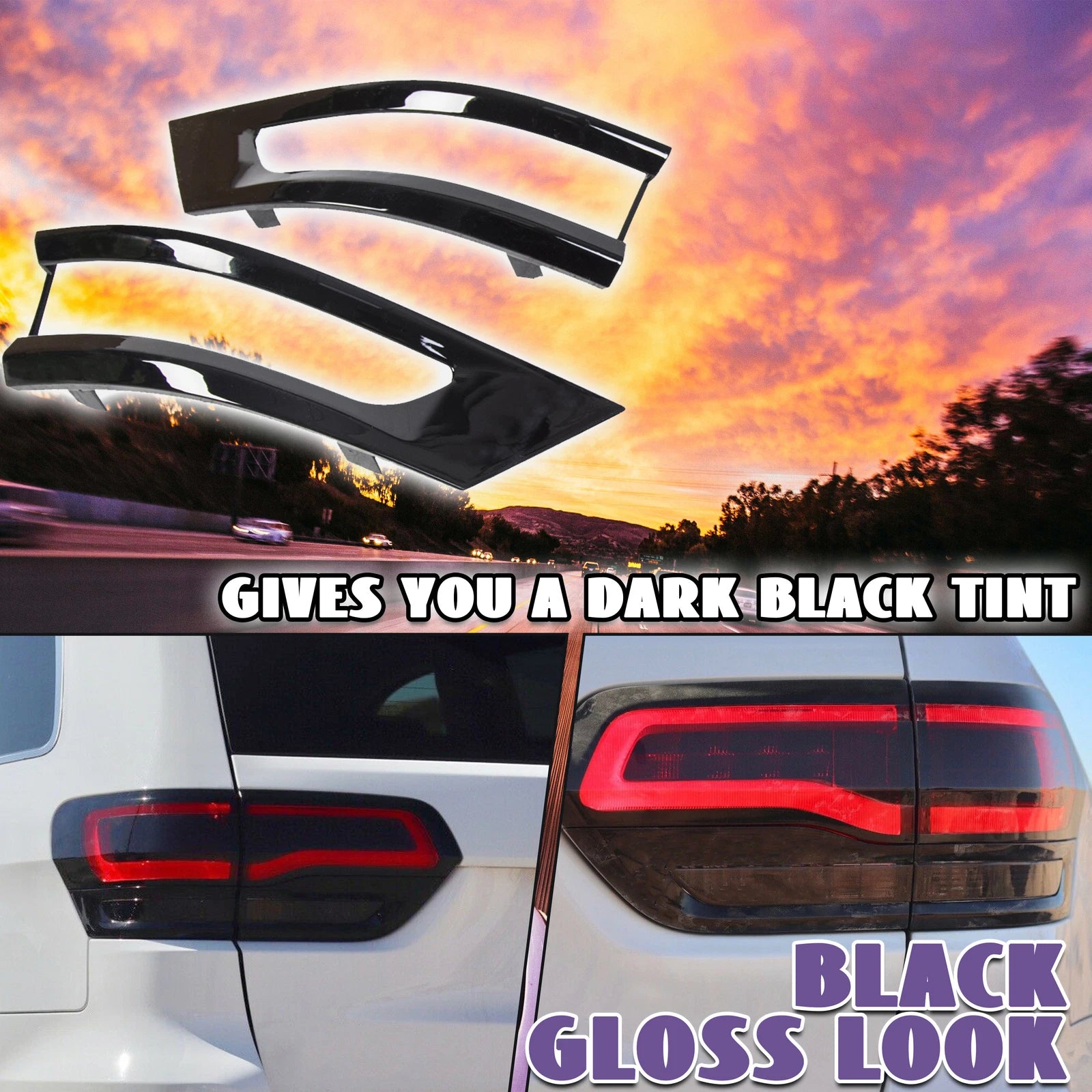 Gloss Black Tail Light Lamp Cover Trim for Jeep Grand Cherokee (2014–2021)