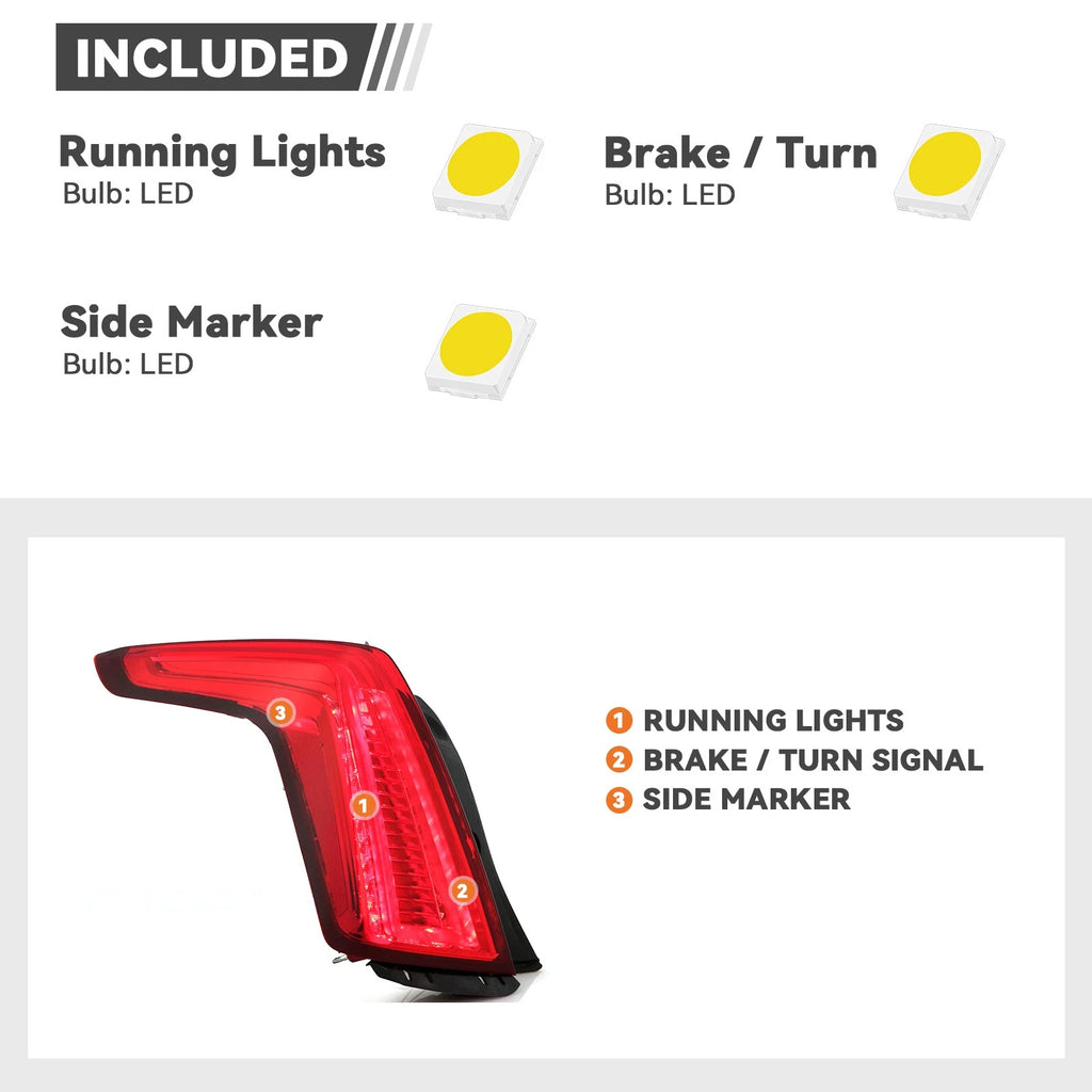 LED Tail Light Brake Lamp Set for Cadillac XT5 (2017–2019) - Driver + Right