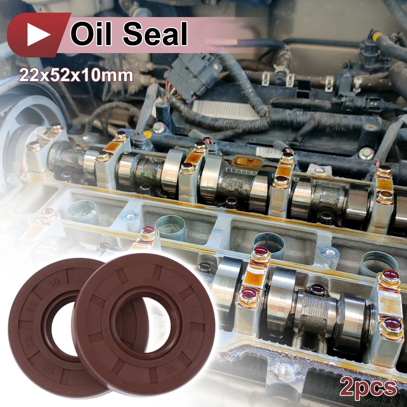 2X Oil Seal Rotary Shaft Seal for Various Models (22x52x10mm)