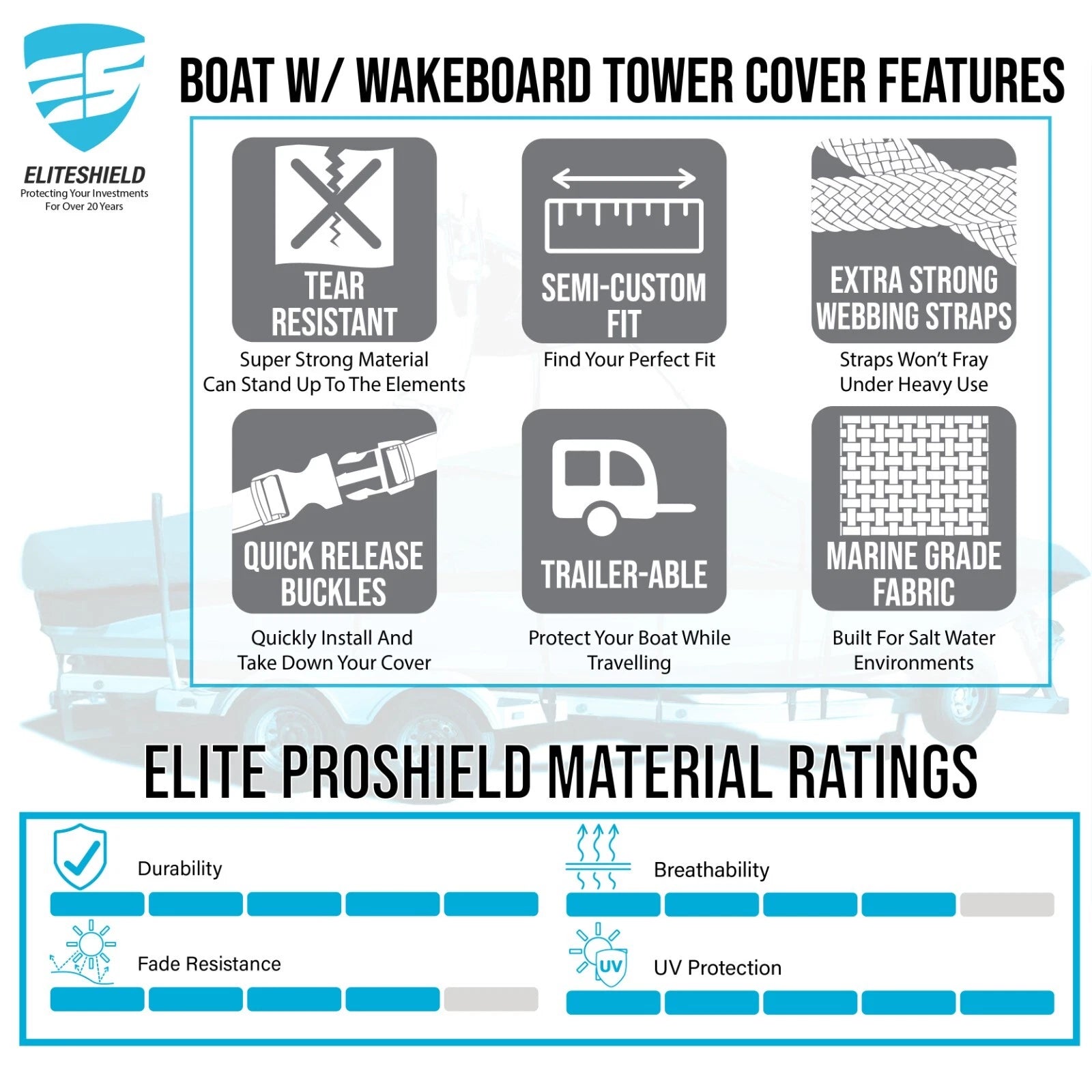 Boat Cover for Chaparral 2130 (with Wakeboard Tower)