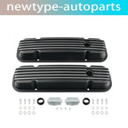 Finned Tall Black Aluminum Valve Covers for Pontiac 350 400 455