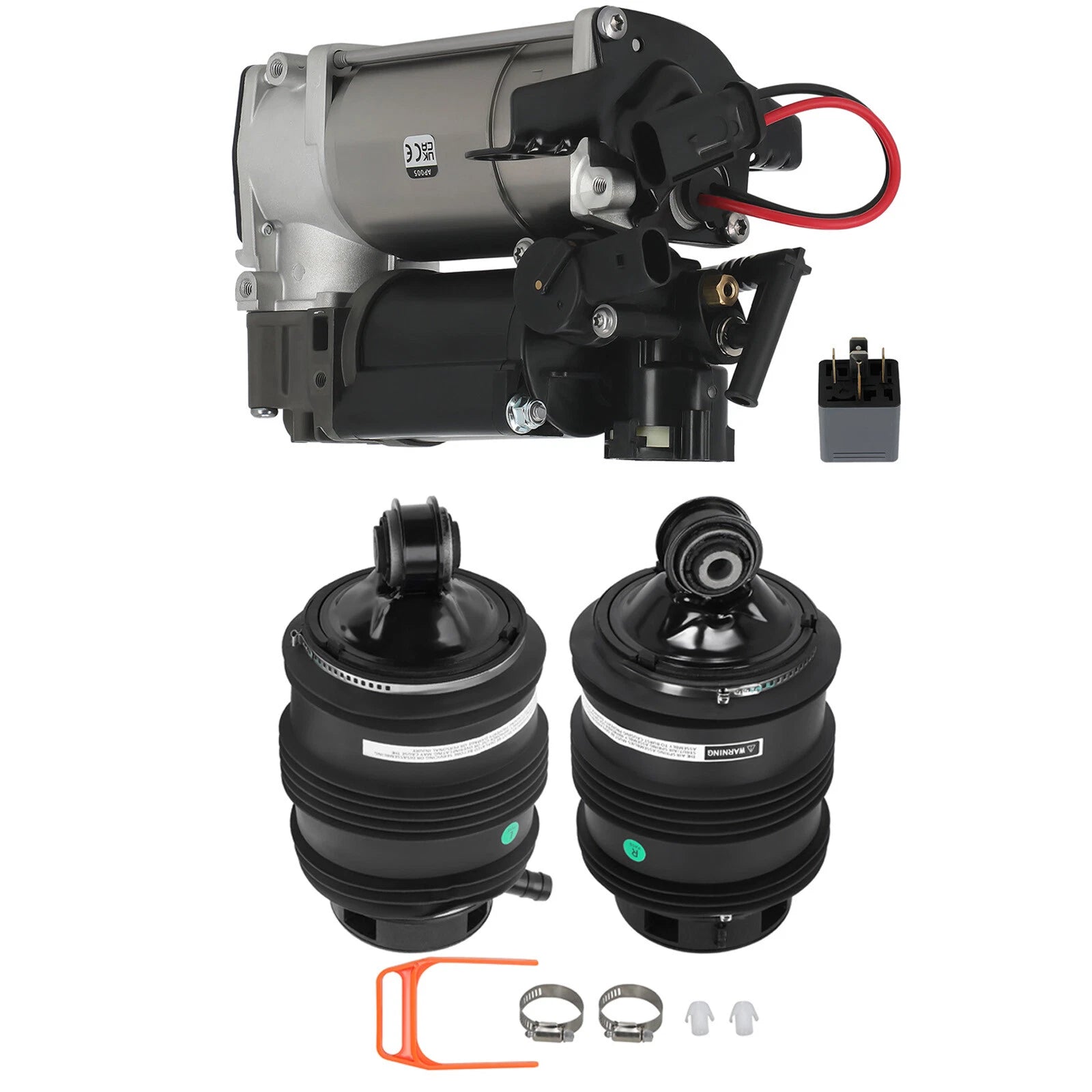 3PCS Rear Air Suspension Spring + Compressor for Mercedes W211 W219 (2003–2009)