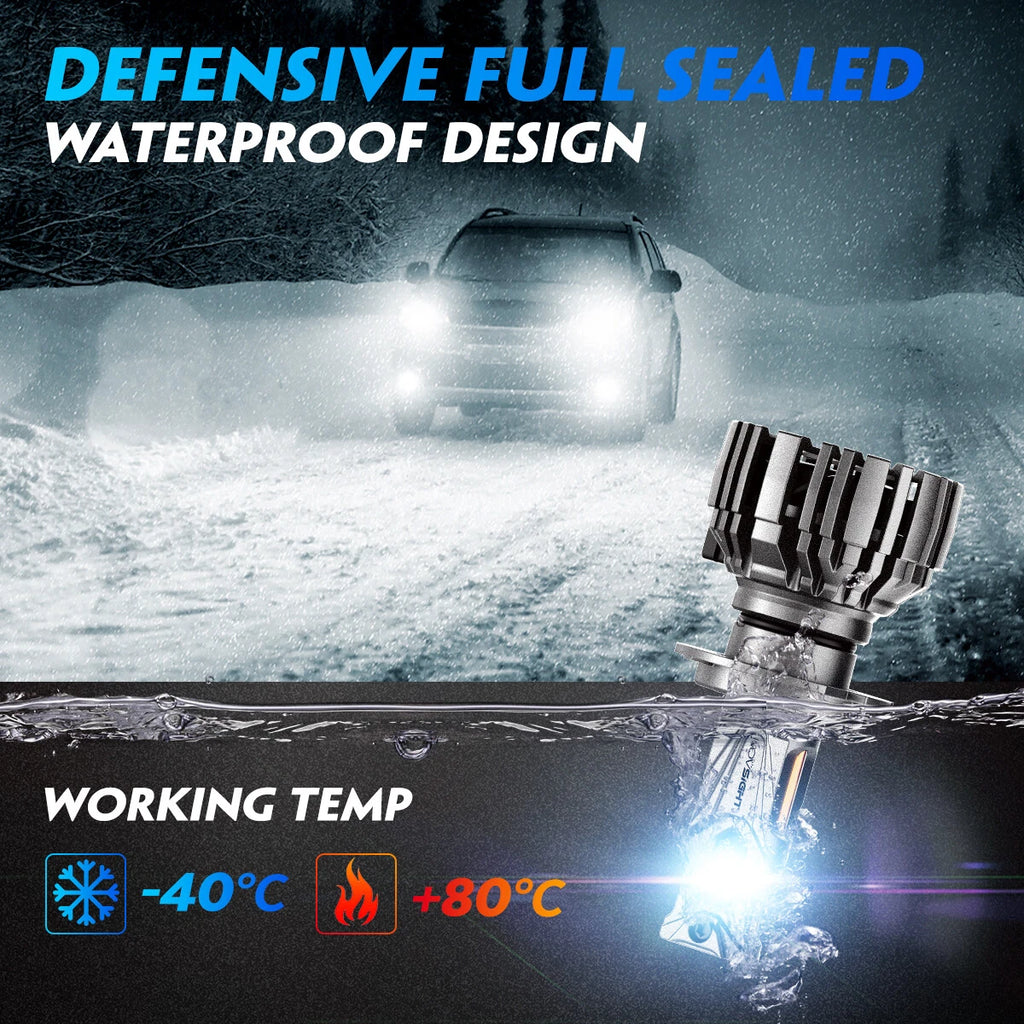 2X H7 LED Headlight Bulbs Combo Kit for NOVSIGHT (6500K, 30000LM, 140W)