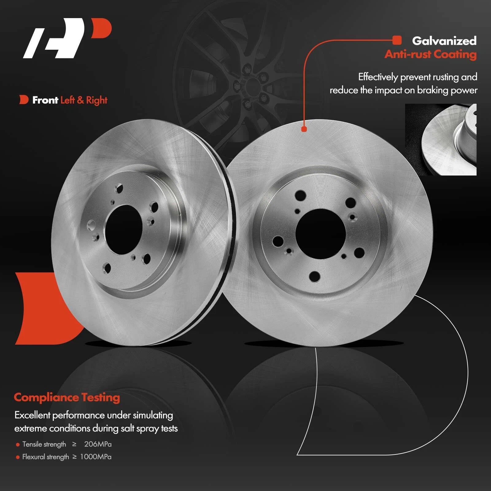 Front Disc Brake Rotors & Ceramic Pads for Honda Ridgeline (2012-2014)