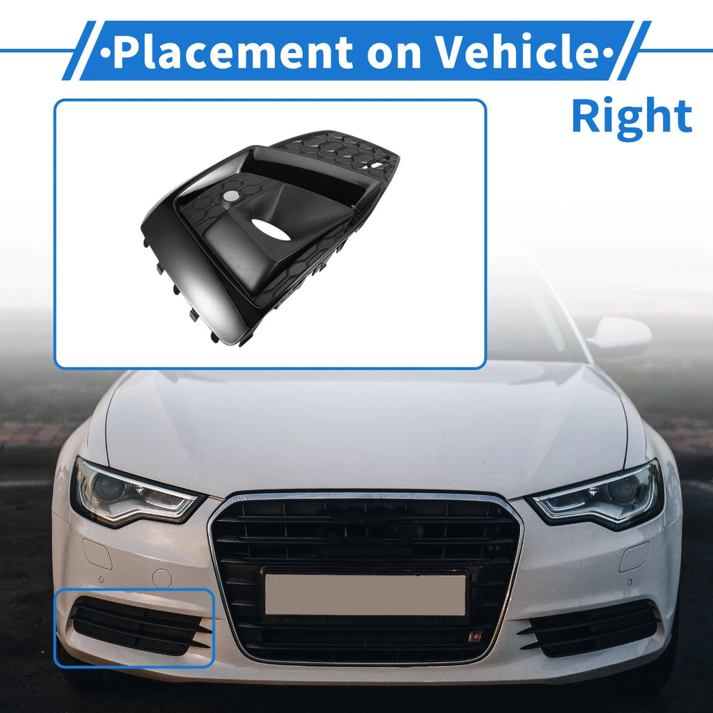 Front Right Fog Light Grill for Audi A5 (2021–2023) No. 8W6807682T, ABS Black