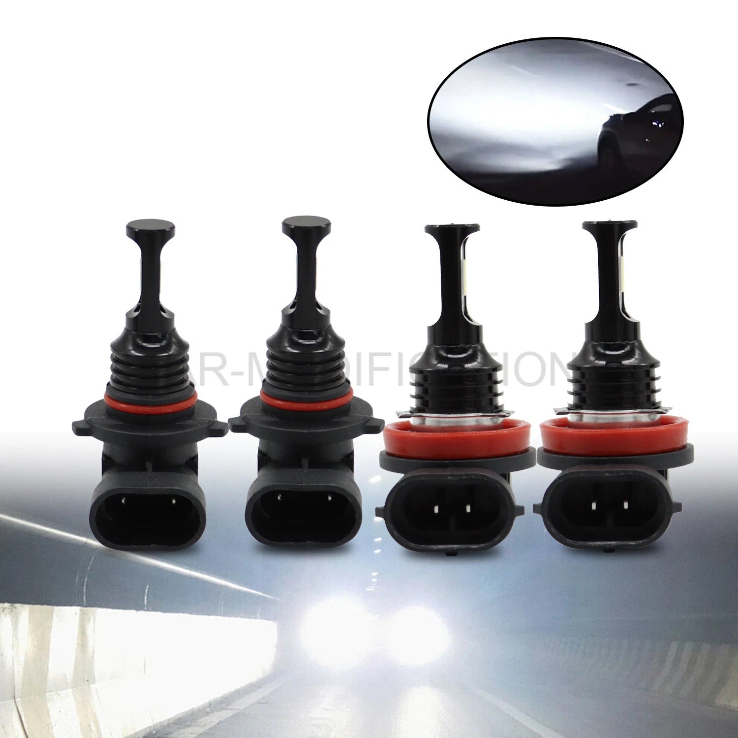 Set of 2 6000K LED Headlight Bulbs 9005 H11 for Chevy Silverado 1500 2500 HD