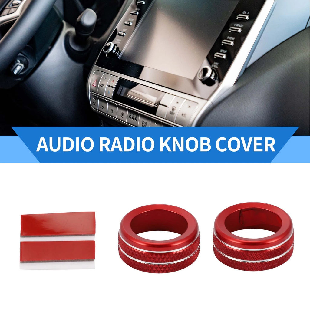 Set of 2 Audio Radio Tune Switch Knob Cover Rings for Toyota Tacoma (2020–2022) Red
