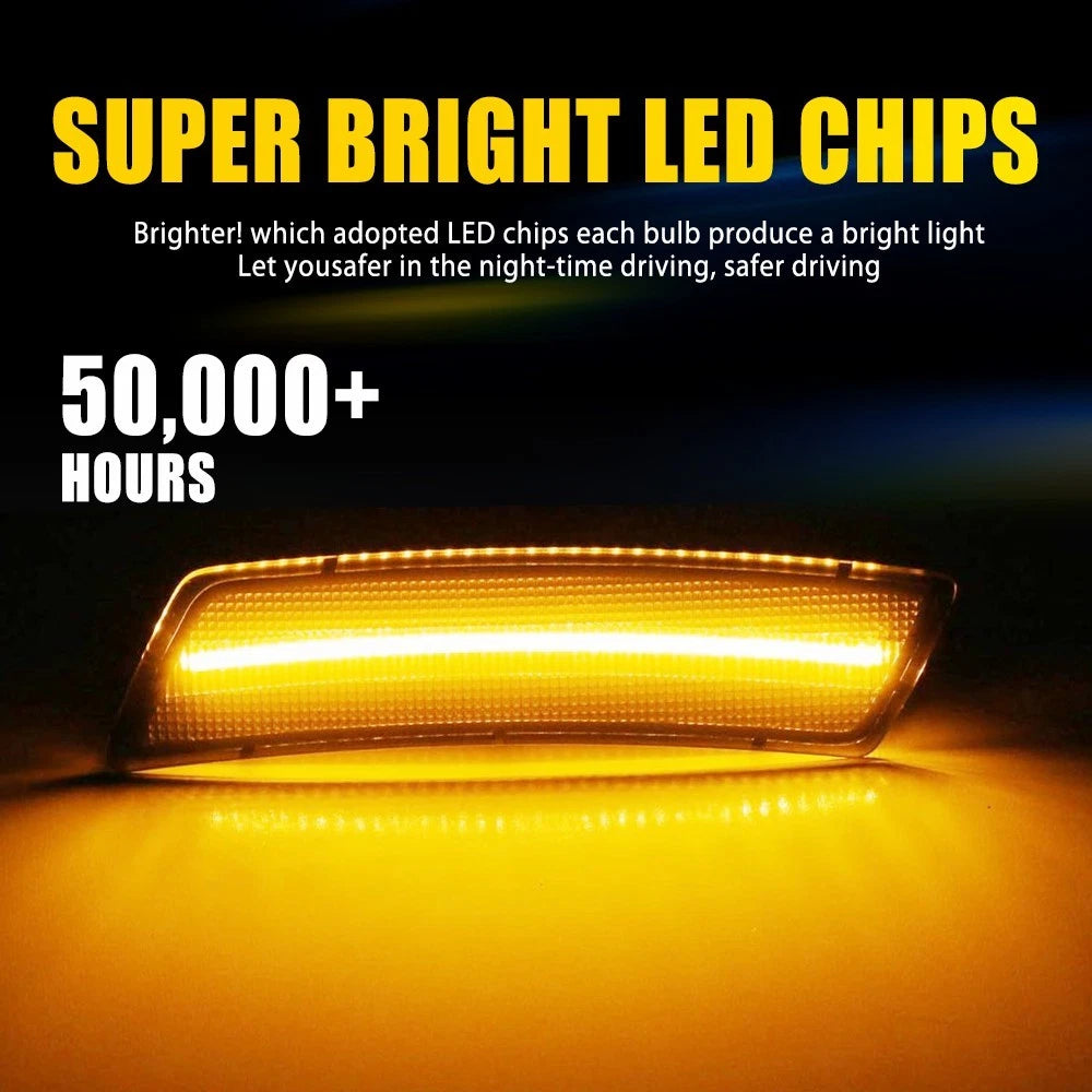 Set of 2 Smoked Lens Amber Full LED Side Marker Lights for VW Tiguan (2018–2023), Beetle (2012–2019)