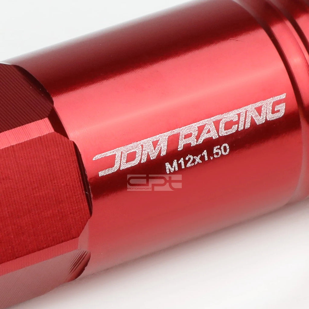20 PCS Open End M12x1.5 60mm Tall Red Aluminum Lug Nuts for JDM Vehicles