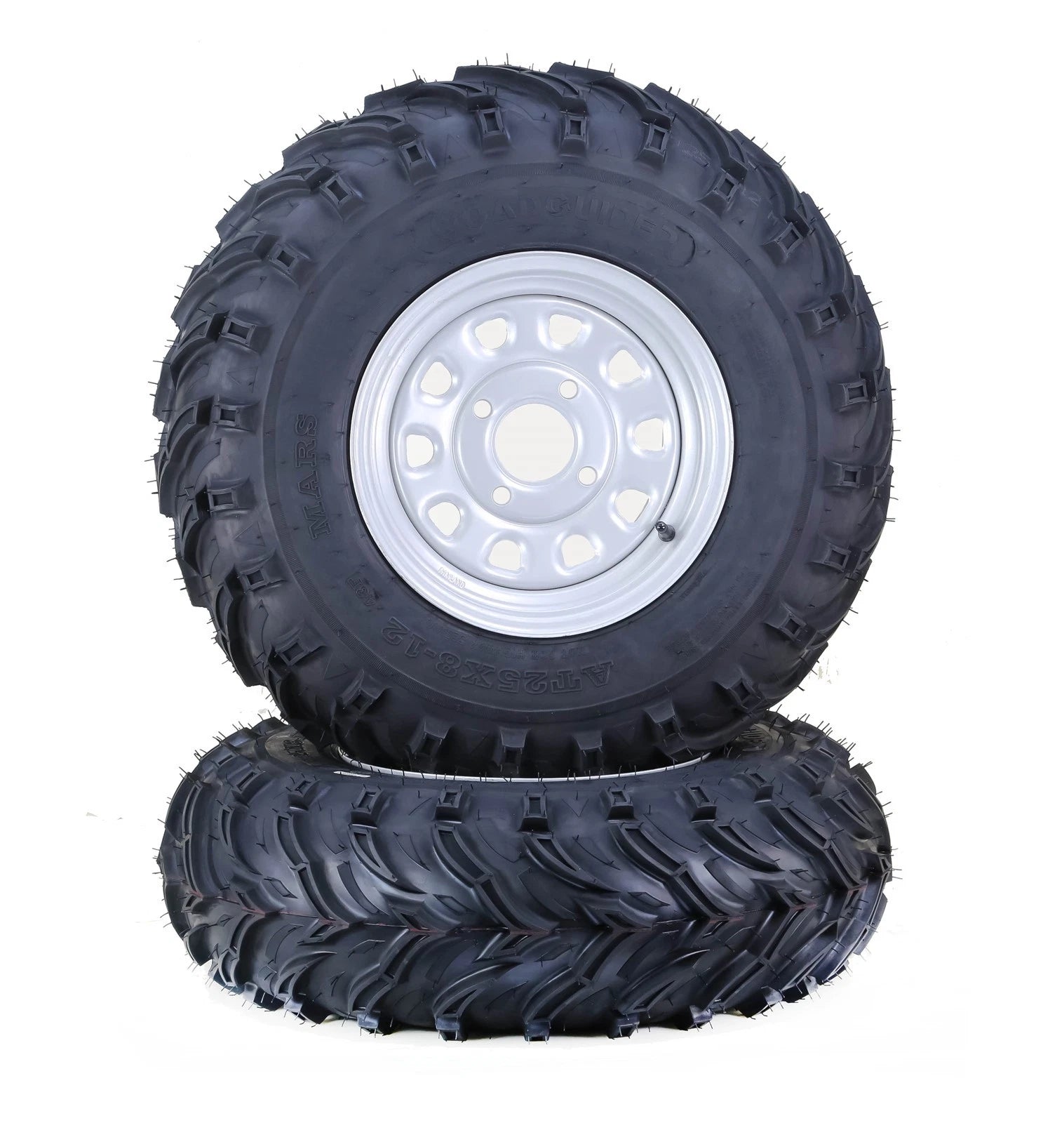 Set of 2 ATV Tire Wheel Assembly for Libra (25X8-12) 4-110 PCD 5+2 Silver