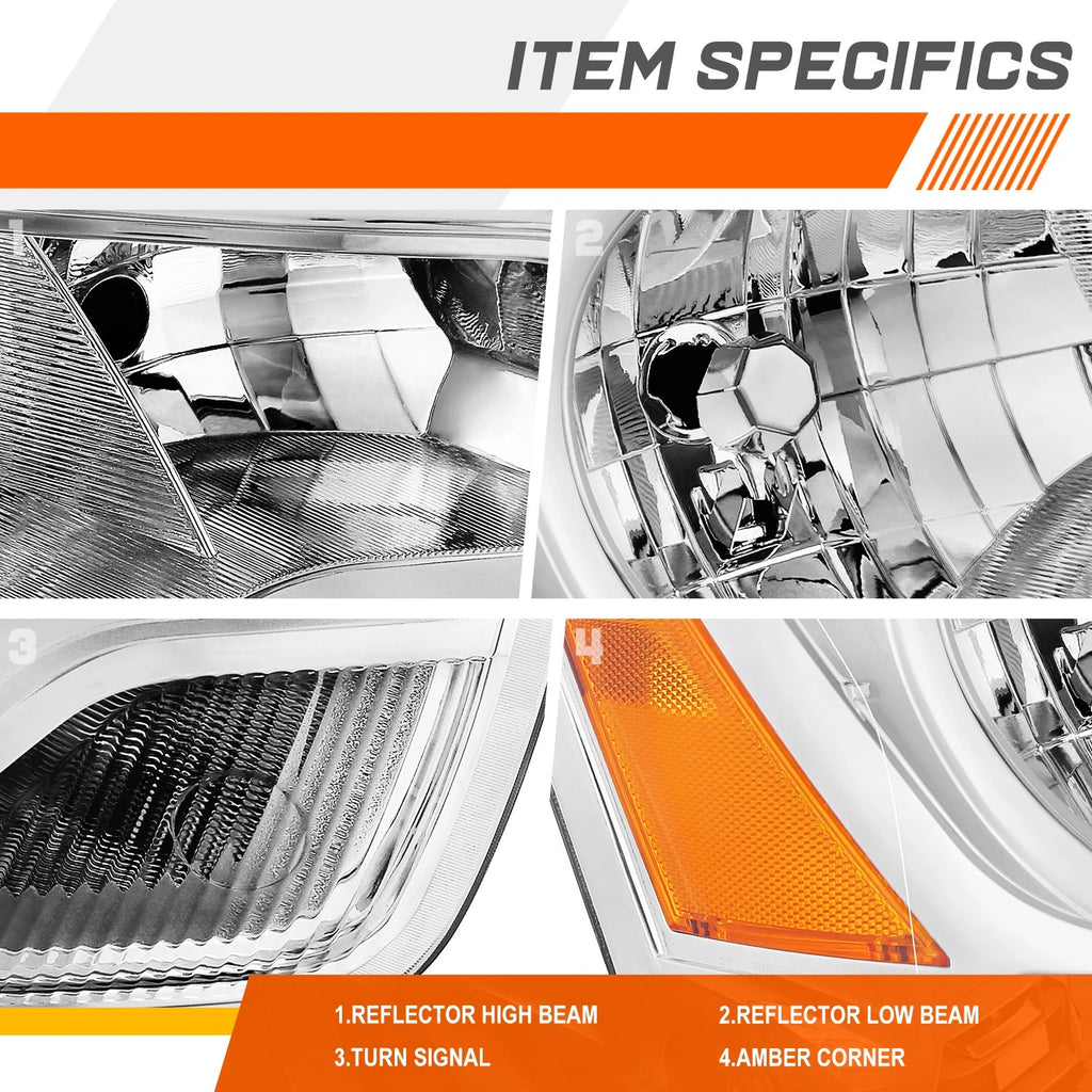 Right Side Chrome Housing Amber Corner Headlight for Ford Transit 150-350 (2015–2023)