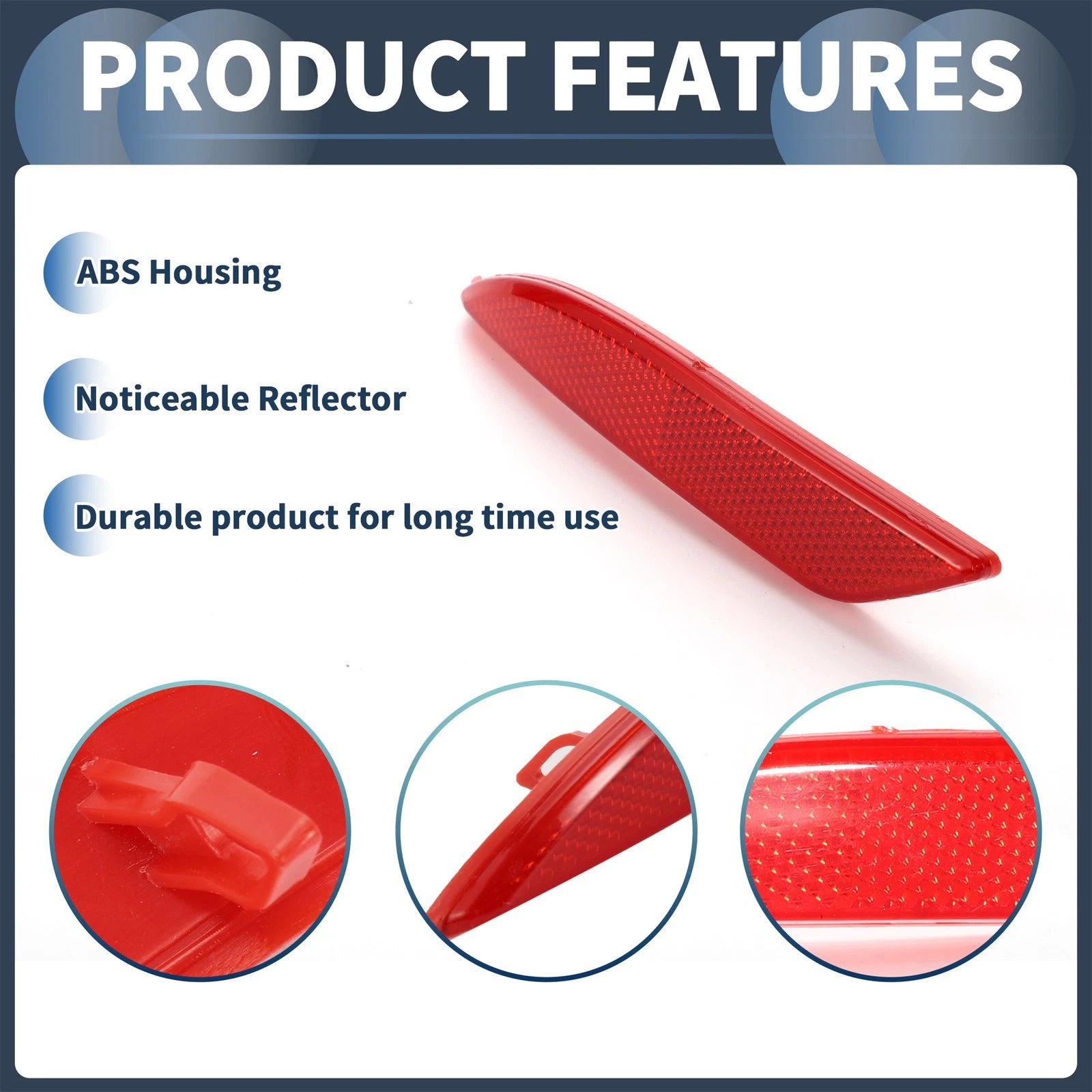 Bumper Reflector for Ford Fiesta Sedan (2009–2012) Red 1pc Rear Left