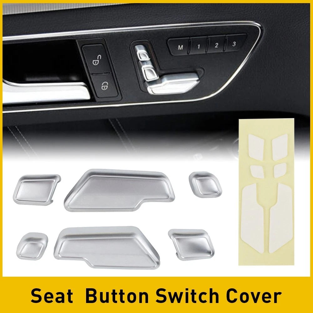 Chrome Door Seat Adjust Button Switch Trim Cover for Mercedes-Benz W212 (2009–2016)