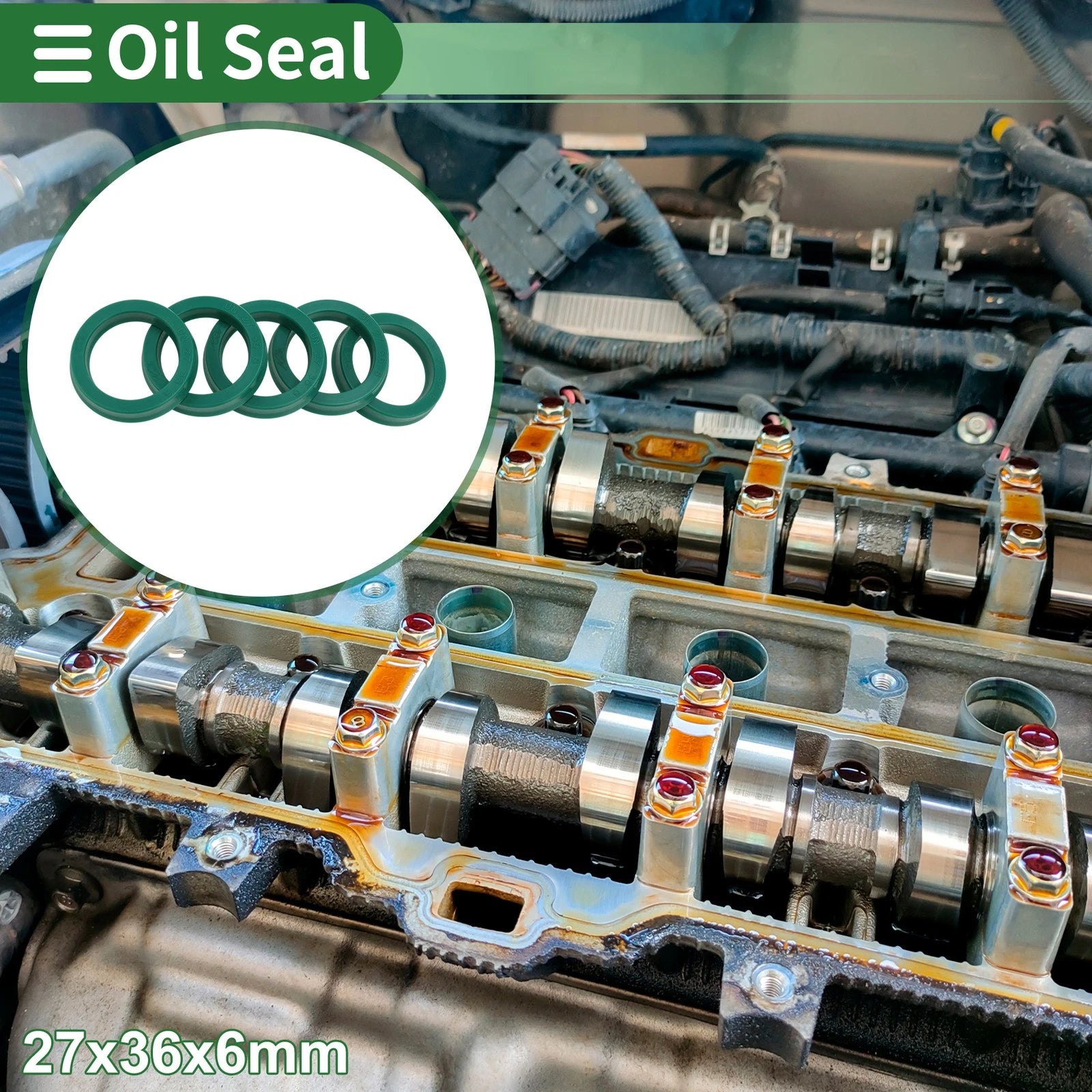 Set of 5 Oil Seal Ring 27x36x6mm for Rotary Shaft (High Pressure)