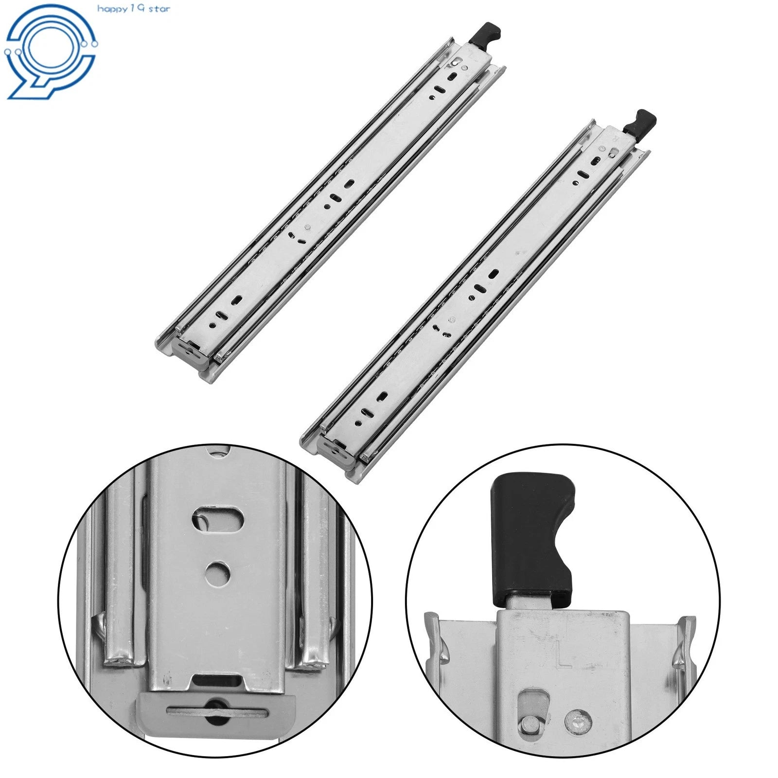 Set of 2 Heavy-Duty Drawer Slides with Lock for Universal Use (14")