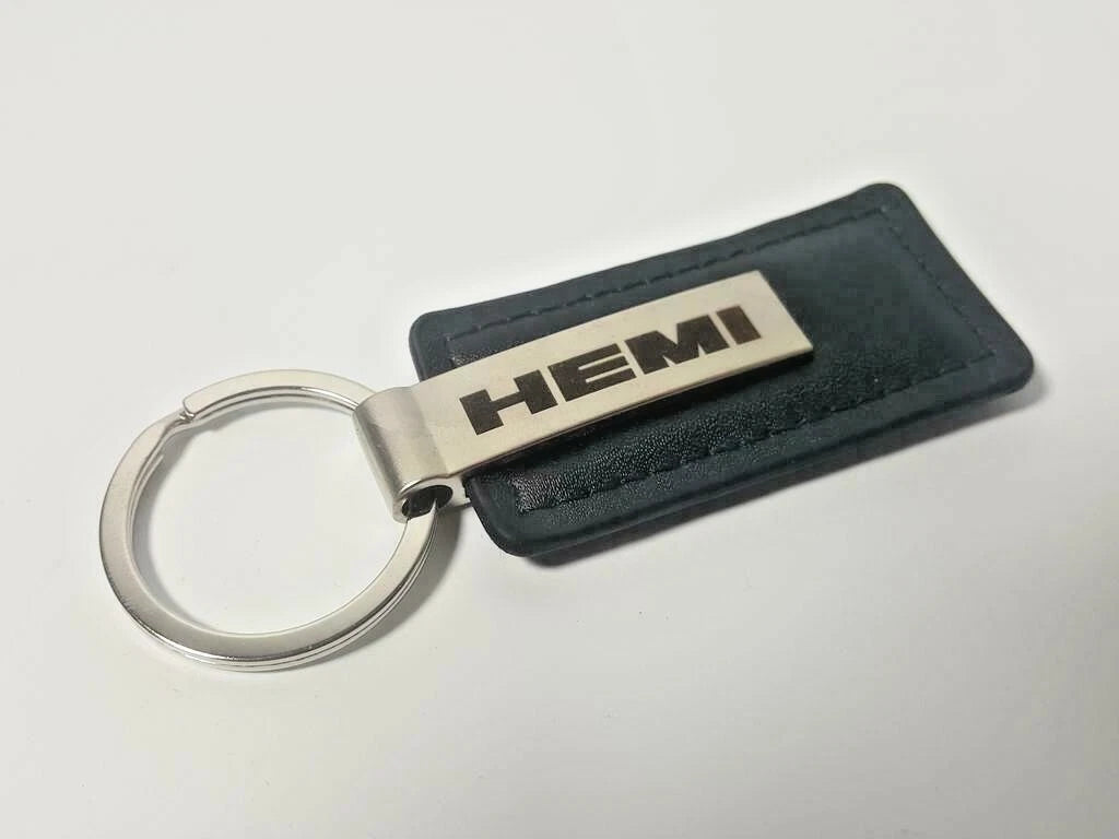 Licensed Mopar Hemi Black Leather Key Chain for Dodge Charger Challenger