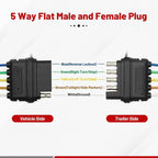Set of 5 Way Male & Female Plug RV Trailer Light Wiring Harness Adapter