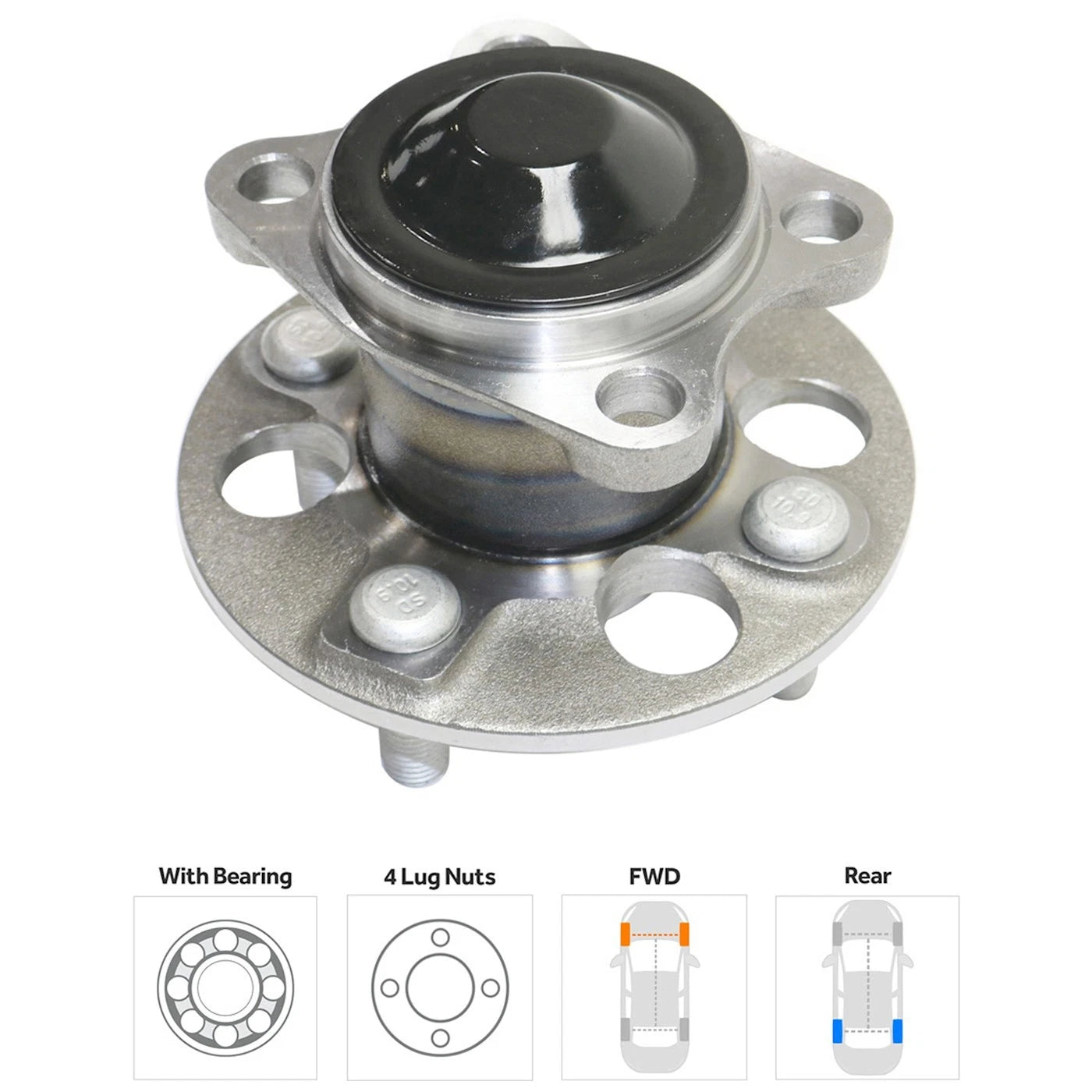 Set of 2 Wheel Hubs for Toyota Yaris (2006–2007) with Bearing