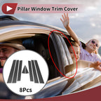 8 Pcs Door Pillar Window Trim for Subaru Forester (2014–2018) Black Carbon Fiber