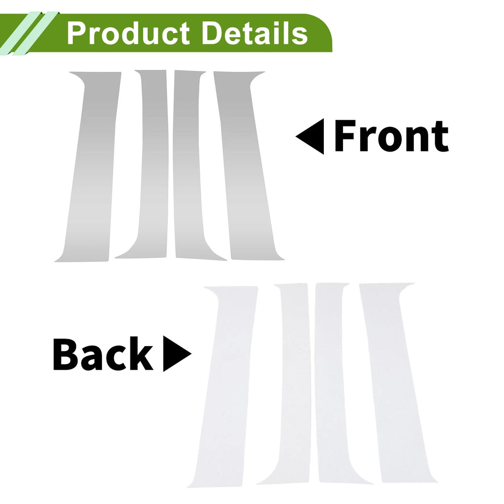 Set of 4 Door Pillar Window Trim for Chevy Silverado (2000–2006) Silver Tone