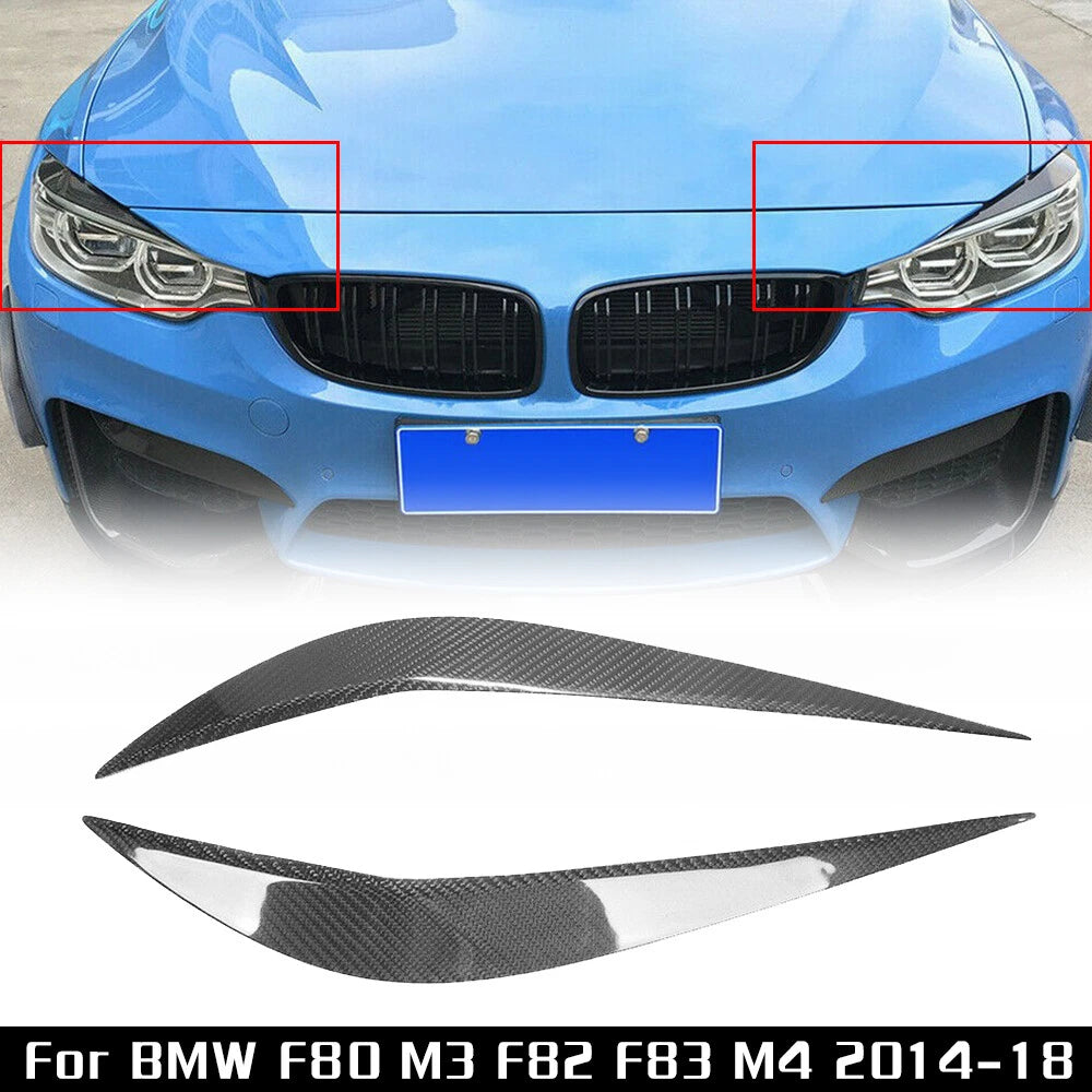 2X Carbon Fiber Headlight Eye Lid for BMW F80 M3 F82 F83 M4 (2014–2018)