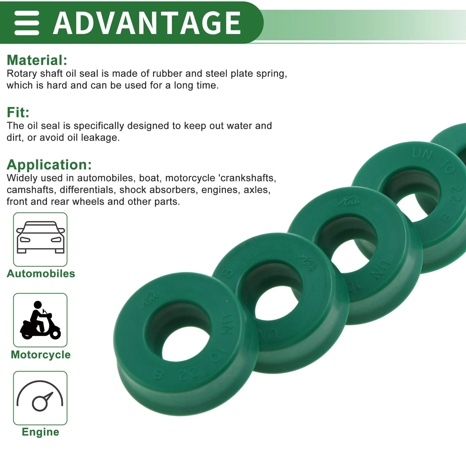 Set of 5 Oil Seal Rotary Shaft Seal 10x22x8mm High Pressure for Various Models