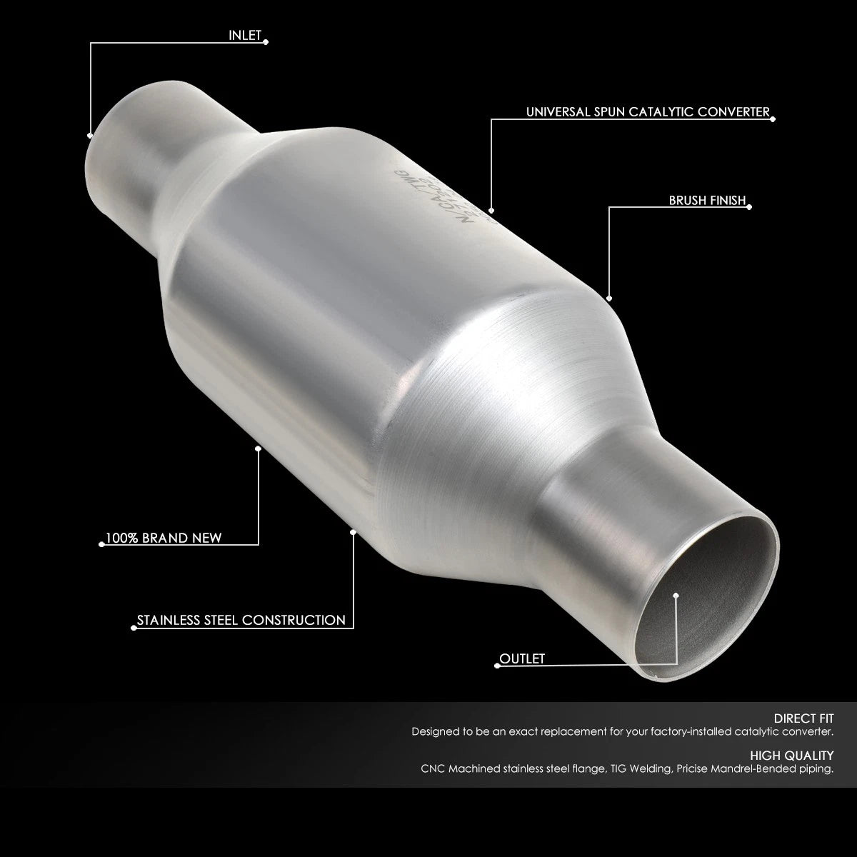 Universal Fit Weld On Catalytic Converter Exhaust Pipe Kit 2" Inlet
