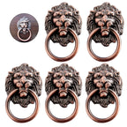 5Pcs Lion Head Ring Knob Pull Handle for Cupboard Door Drawer