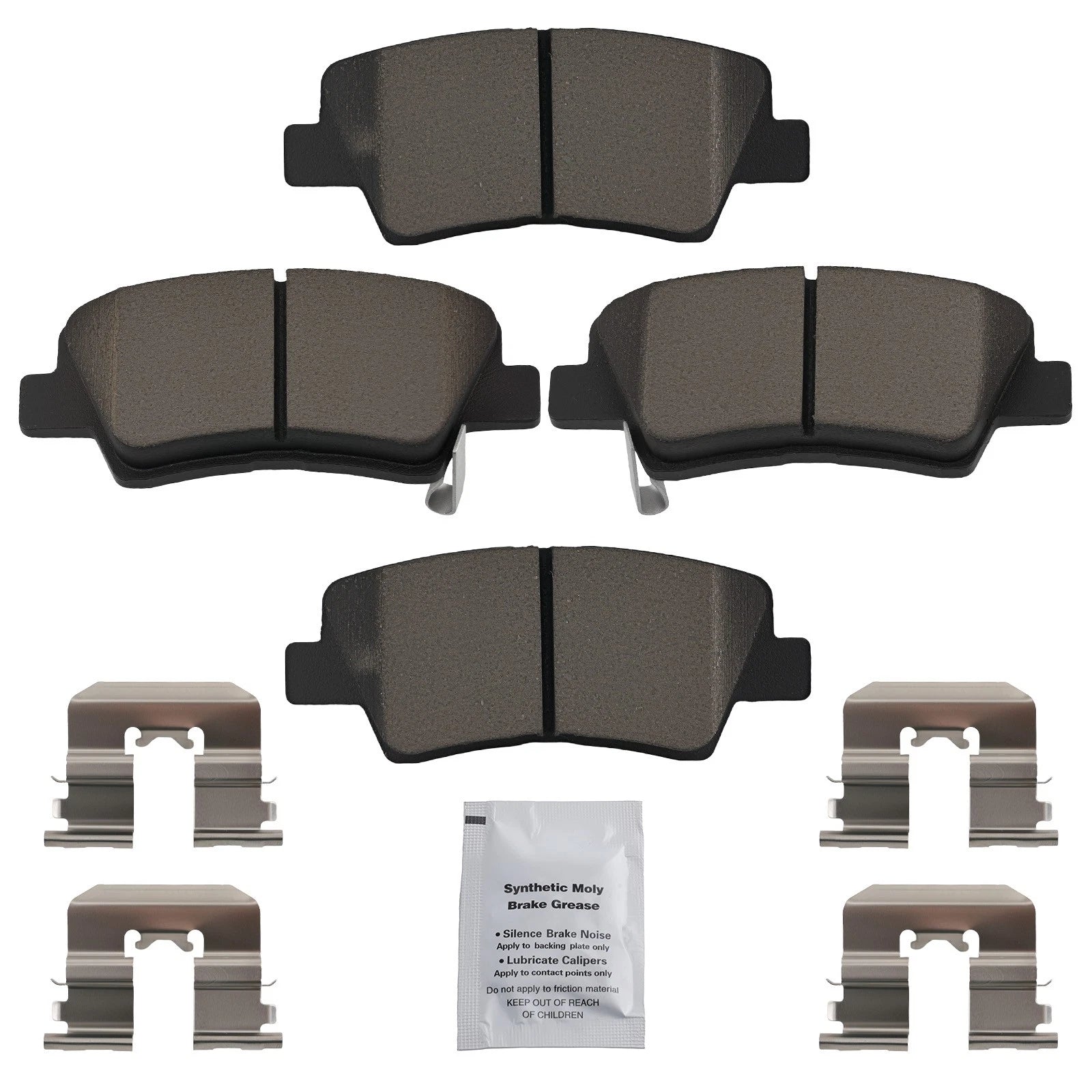 Set of 4 Rear Ceramic Brake Pads for Kia Soul EV (2015–2017) / Optima (2014–2018)