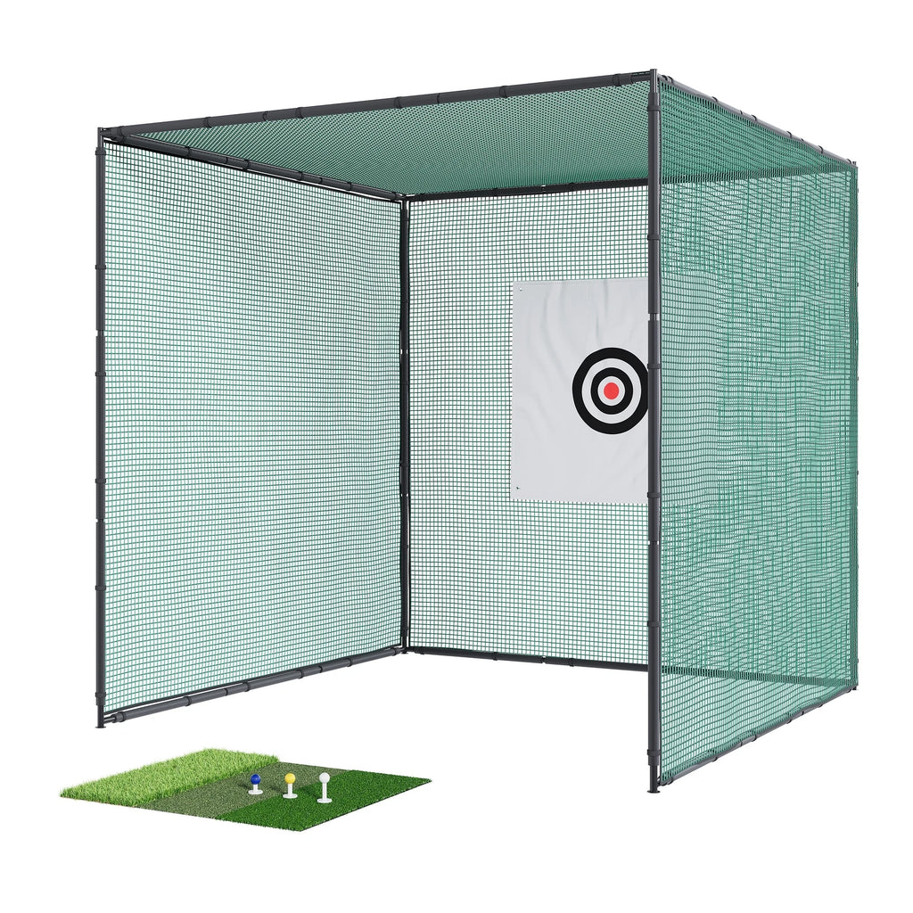 10x10ft Black Steel Golf Cage Net for Hitting Practice