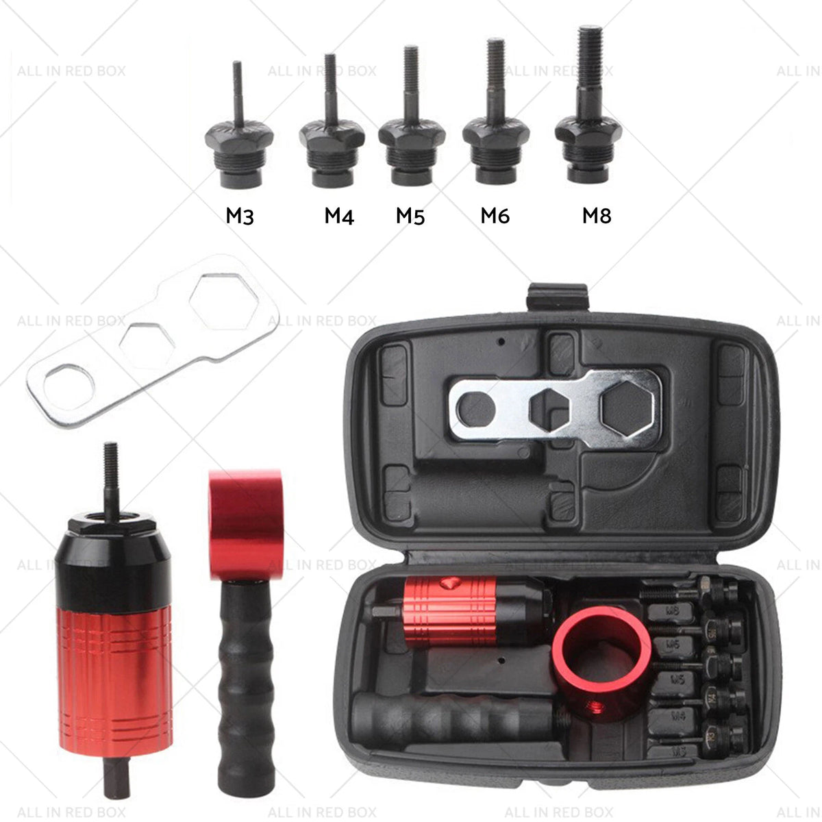 Rivet Nut Gun M3-8 Nutsert Adapter for Hand Wrench Electric Drill