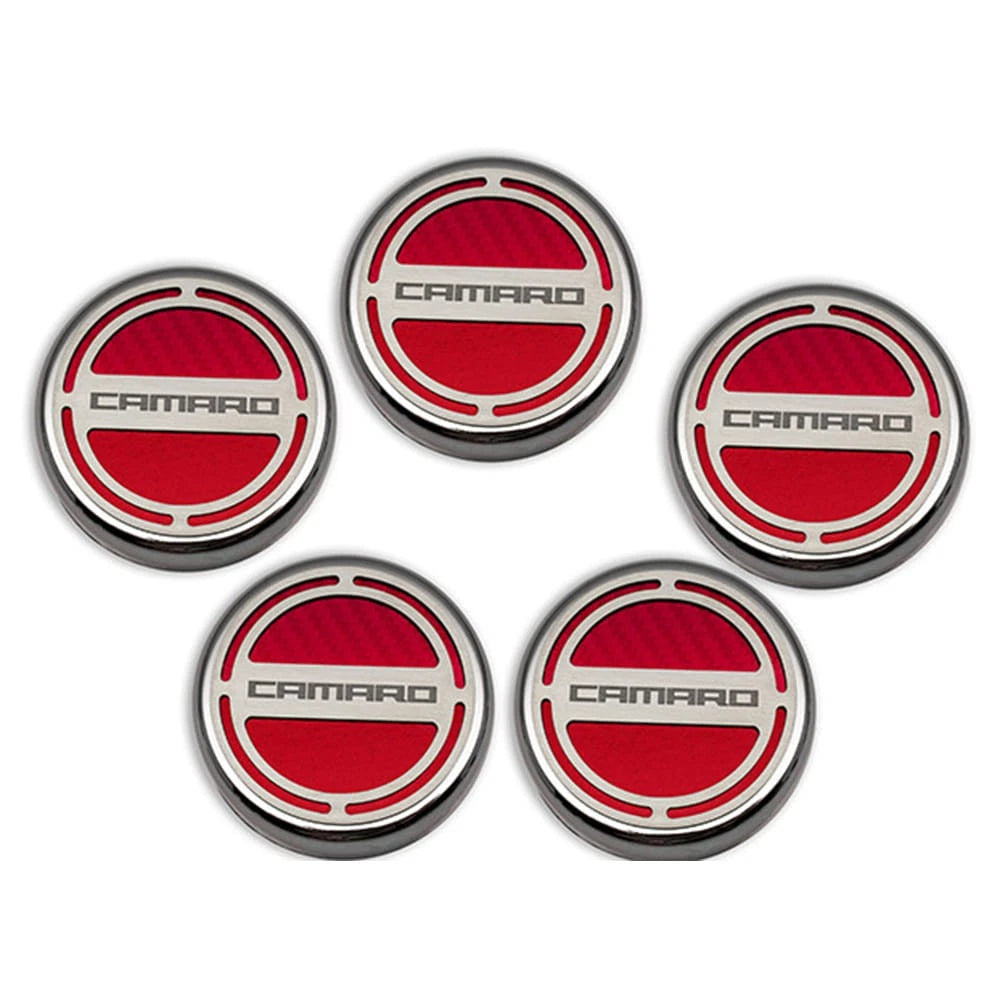 Chrome Cap Covers w Black C-Fiber Inlay for Camaro 2010–2015