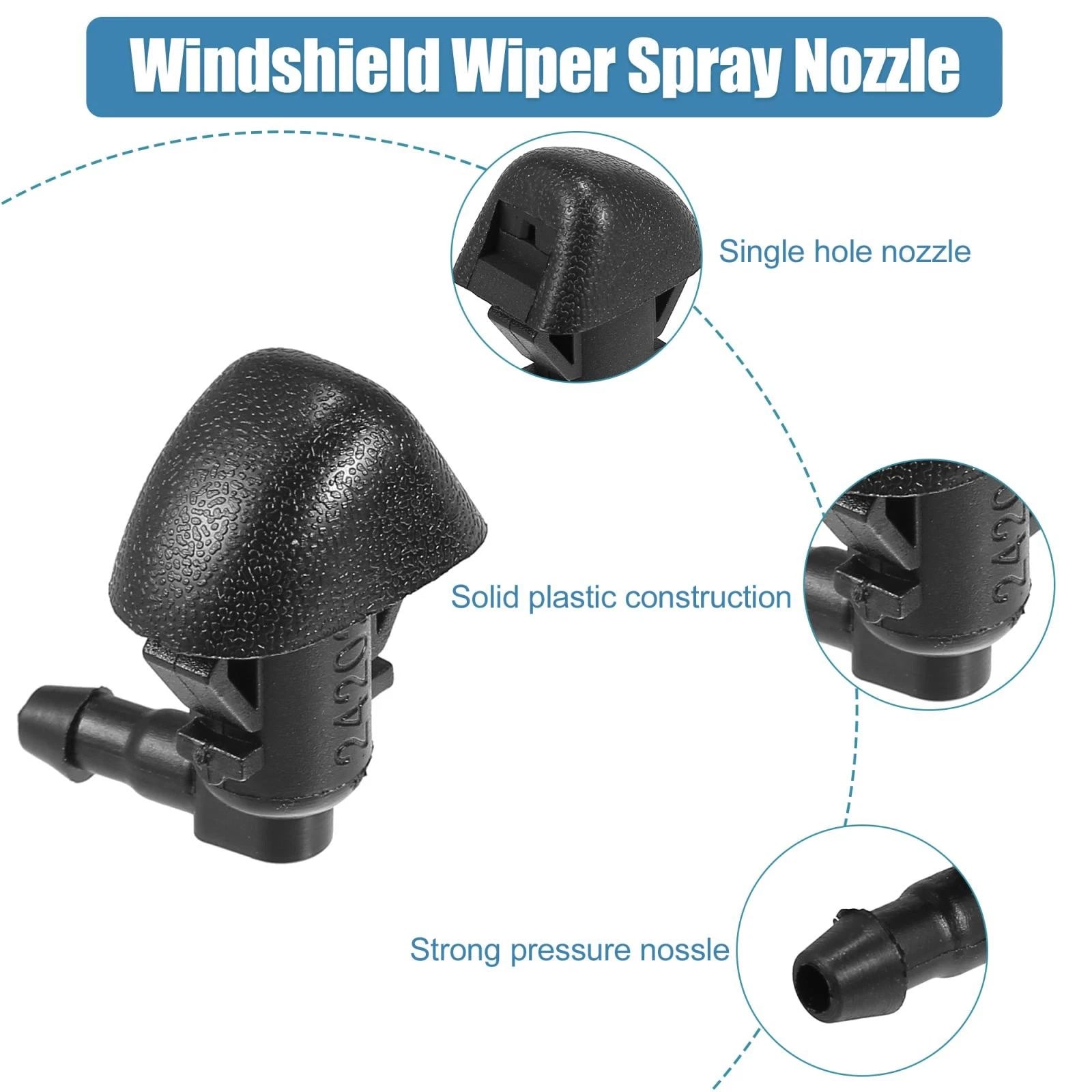 Set of 2 Windshield Washer Nozzles for Honda Pilot (2009–2015) 76810-TK8-A01 Black