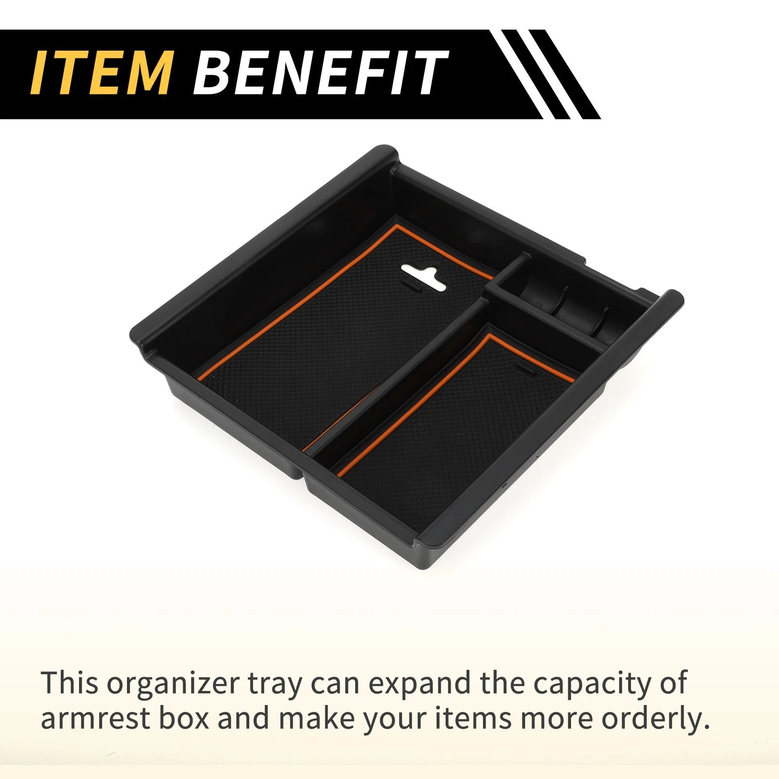 Center Console Organizer Insert Tray for Toyota Tacoma (2016–2021) Black Orange