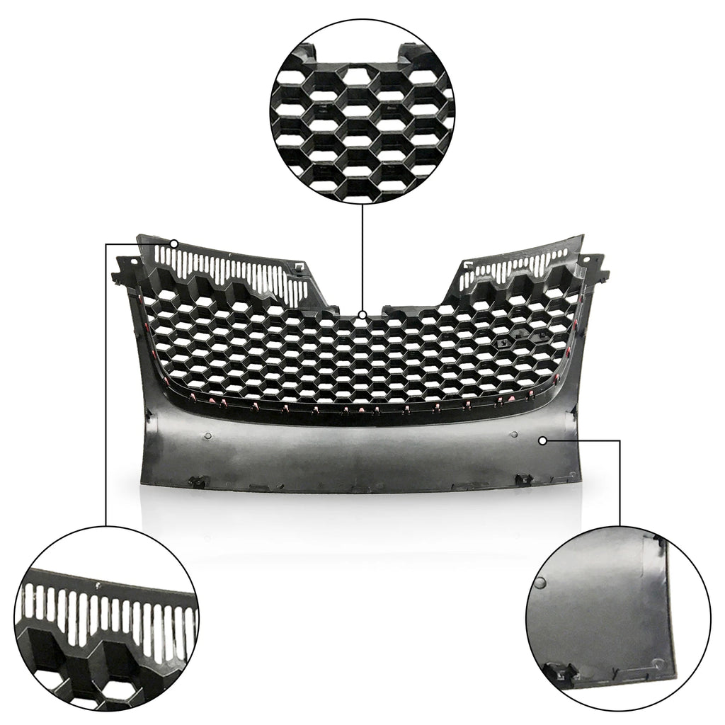 Mesh Grille for VW GTI GLI Jetta MK5 (2006–2009) - Black Badgeless with Red Trim