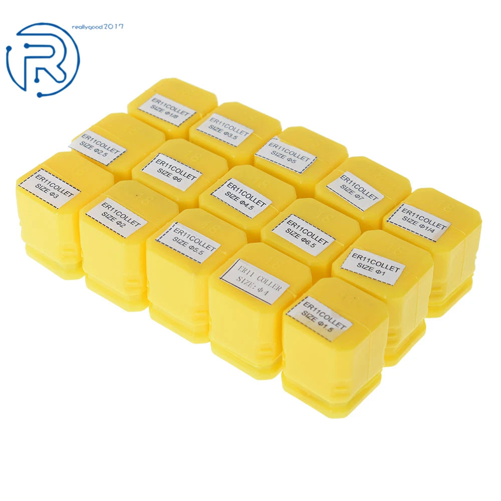 15-Piece ER11 Spring Collet Set for CNC Milling Lathe Engraving Machine